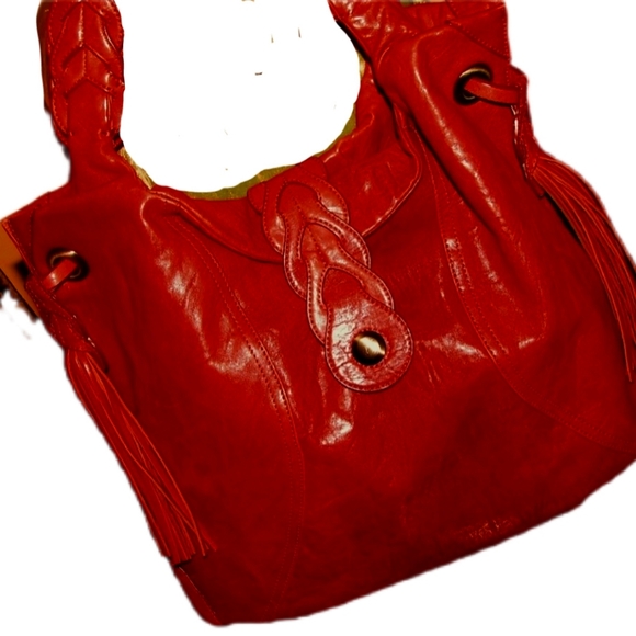 JUNIOR DRAKE Athena RED Imp. Leather HB~NWOT - Picture 4 of 13